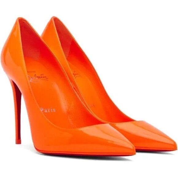 Christian Louboutin Shoes - Christian Louboutin Sporty Kate 85 patent leather pointed toe pumps Orange 37.5